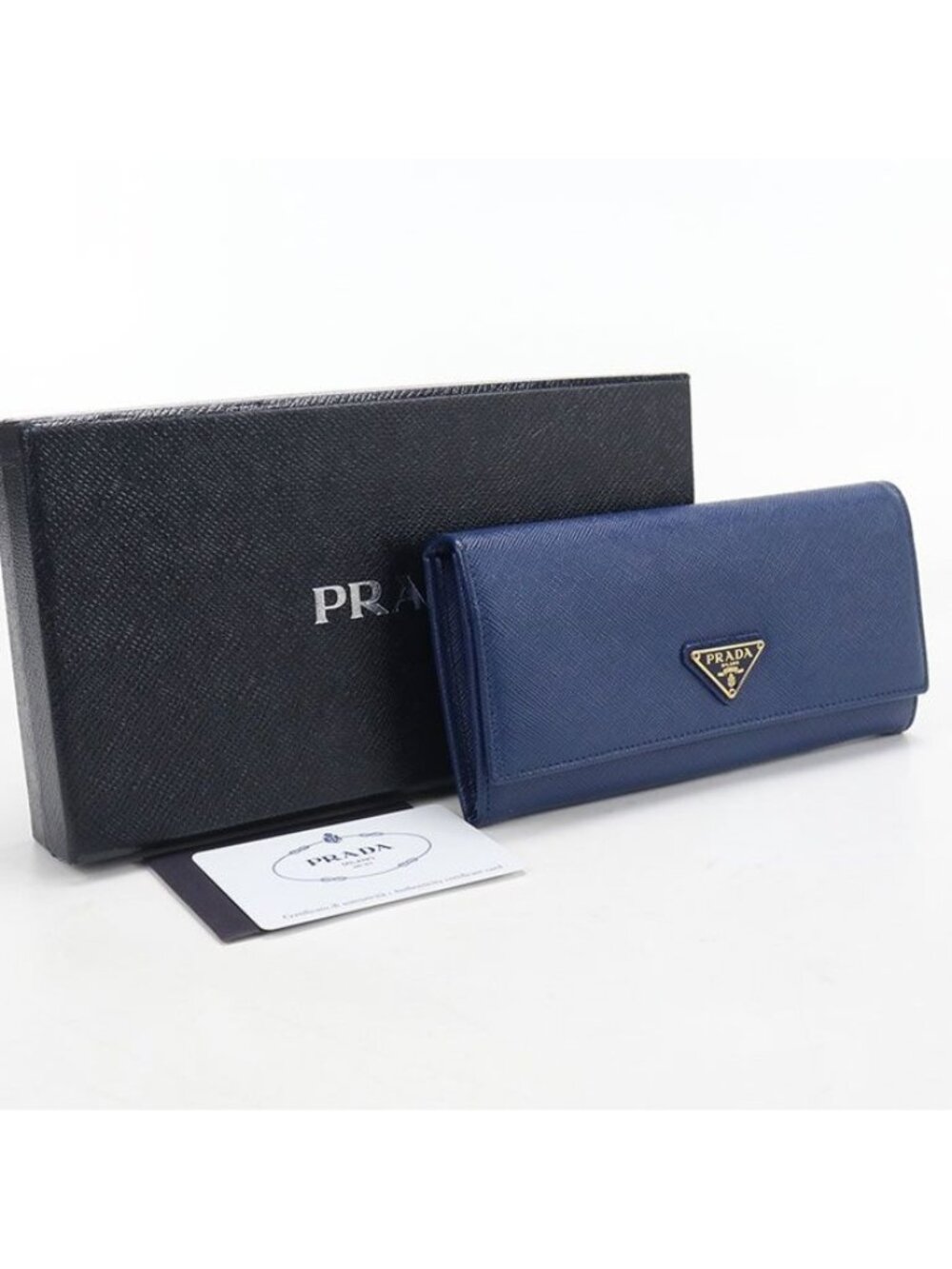 Prada Saffiano Triangle Wallet Bifold Leather